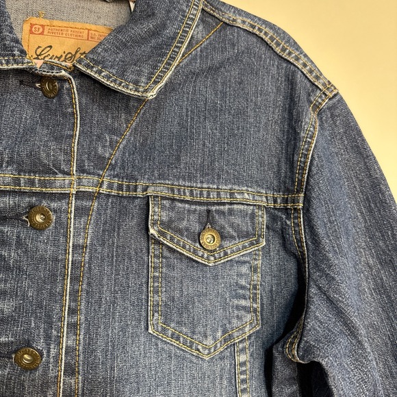 Levi Strauss Signature Denim Jacket Womens Y2K Cropped Trucker Sz Large 12/14 - Picture 10 of 16